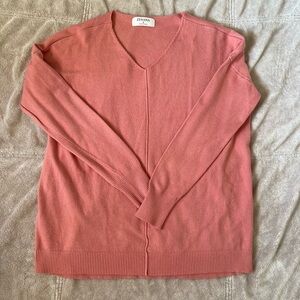 Zenana peach color V-Neck Sweater Soft Knit Casual